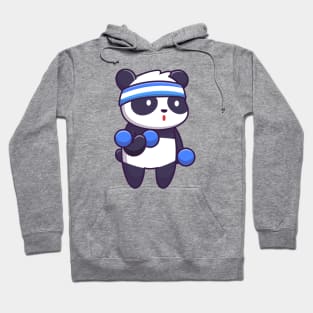 Cute panda lifting dumbell Hoodie